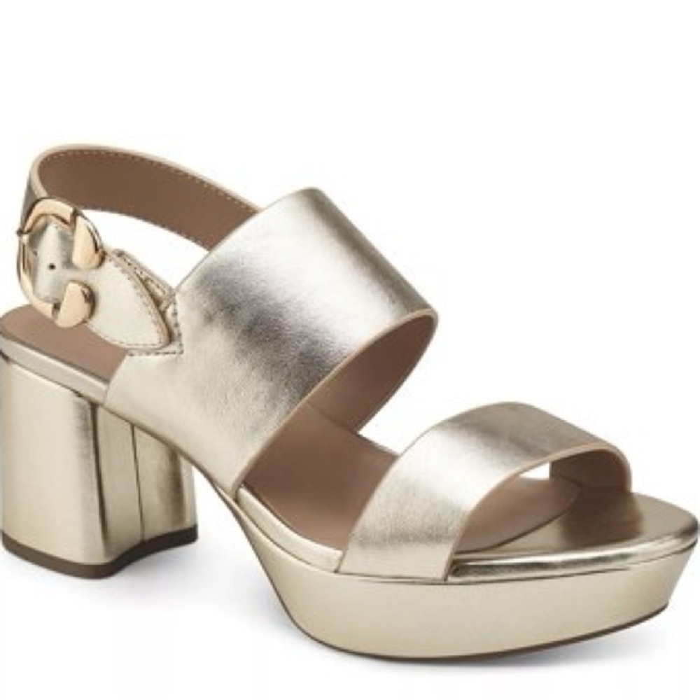 AEROSOLES Metallic Gold Platform Sandals